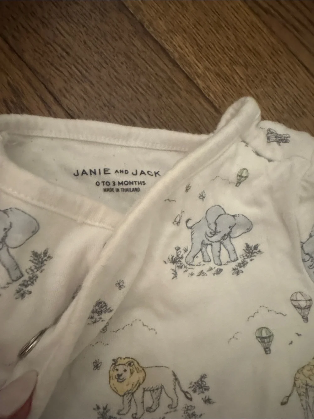 Janie and Jack Safari Kimono Pajama with Giraffe Elephant & Lion Print 0-3 month